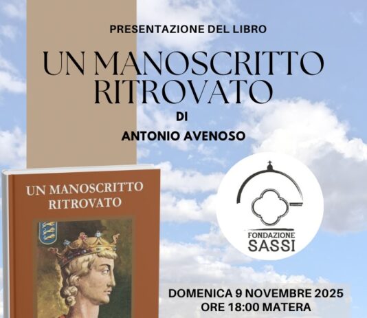 Fondazione Sassi accoglie la presentazione del libro “Un manoscritto ritrovato” di Antonio Avenoso